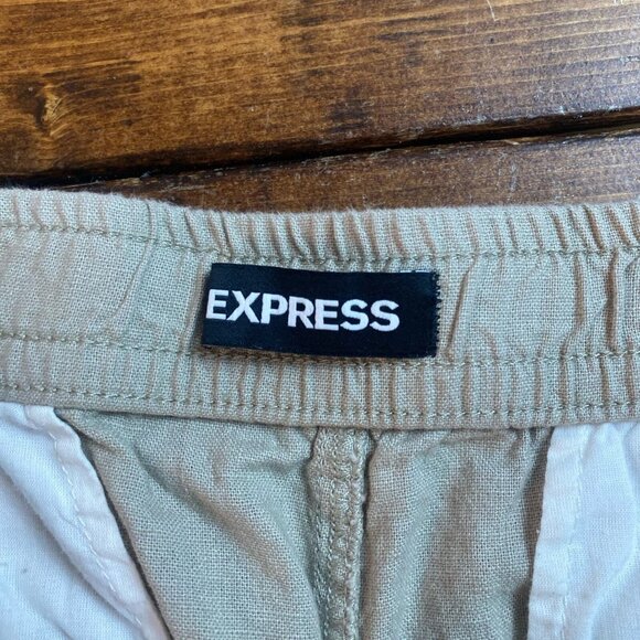 Express shorts men's size large elastic drawstring waist tan - Picture 2 of 10